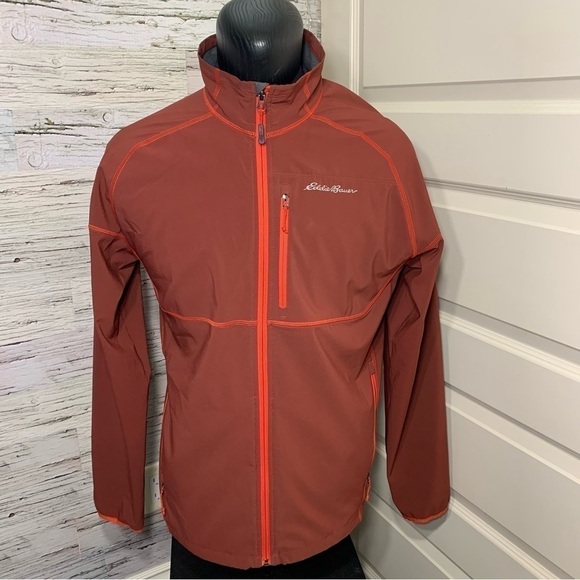 Eddie Bauer Active Zip Sweater Jacket Sz M Burnt Orange Brown Light Sports Top - Picture 15 of 15